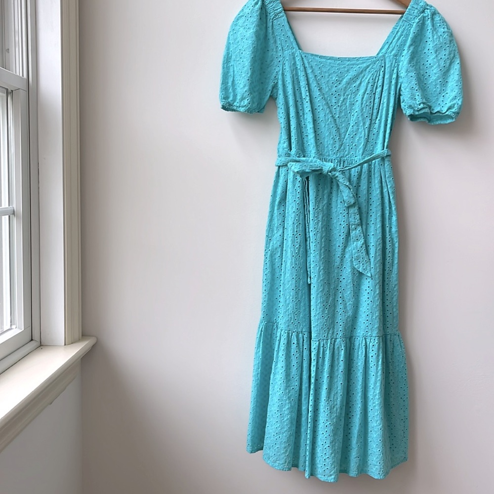 Draper James Blue Eyelet Midi Dress